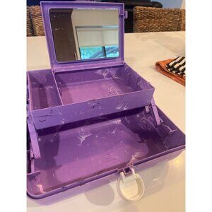 Vintage Purple Marbled Plastic Carry Case With Handle & Latch Closure